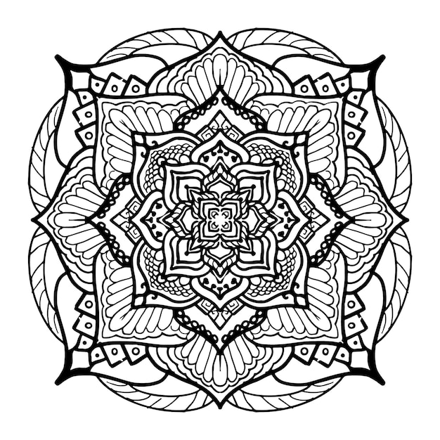 El patrón floral del arte del mandala aislado en un fondo blanco