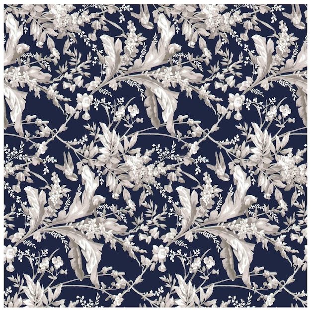 un patrón floral azul y blanco con la palabra lirio en él