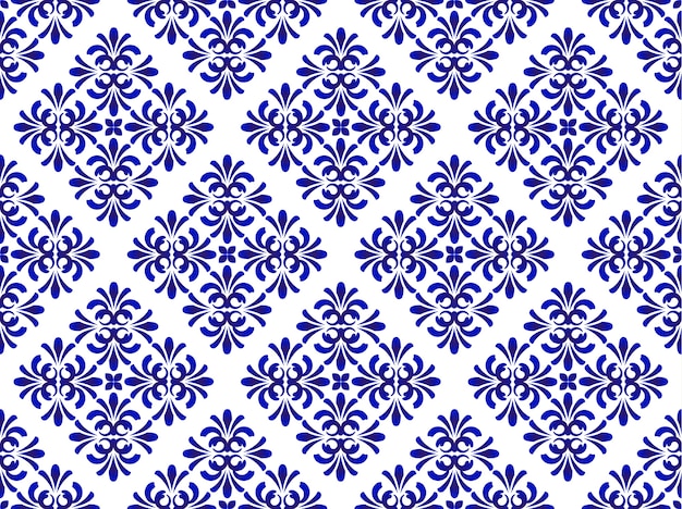 Patrón floral azul de cerámica