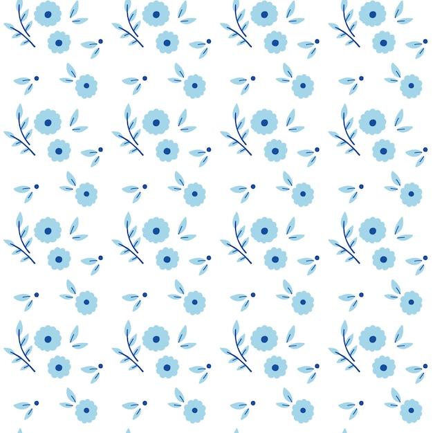 Patrón floral azul sin costuras
