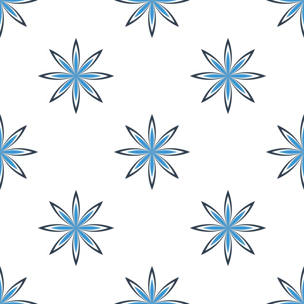 Patrón floral azul sobre fondo blanco Diseño simétrico elegante ideal para papeles de pared textiles