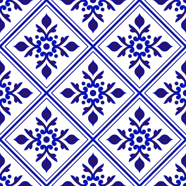 Vector patrón floral azul