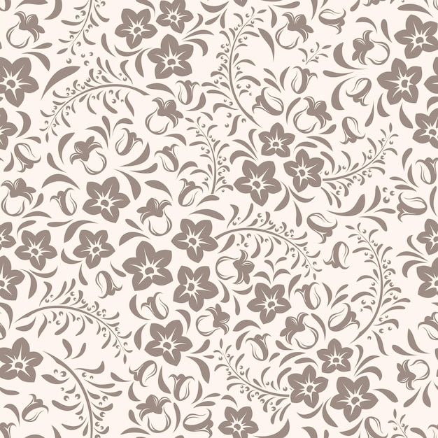 Vector patrón floral beige vintage sin costuras