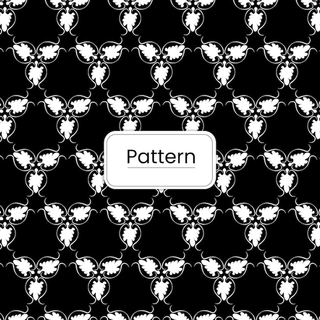 Patrón floral blanco abstracto Floral decorativo étnico sobre fondo negro