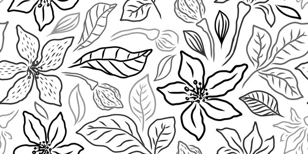 Patrón floral blanco inconsútil horizontal del vector con lirios negros