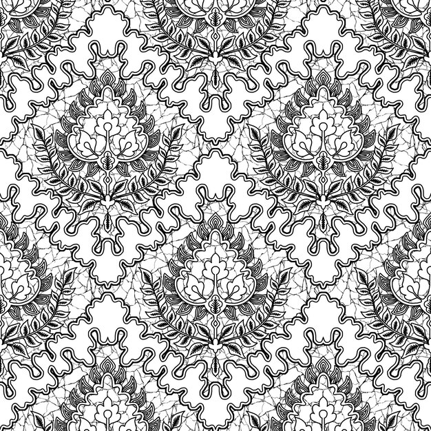 un patrón floral blanco y negro con un vector libre de diseño floral