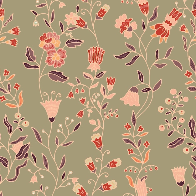 Patrón floral botánico sin costuras de tierra