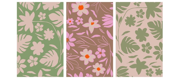 Patrón floral botánico sin costuras en tonos neutros de tierra