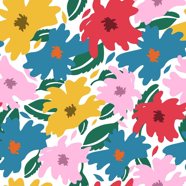 Patrón floral brillante capullos de flores estilizados grandes fondo sin costuras para imprimir en tela para envolver papel tapiz de papel textil ilustración vectorial dibujada a mano