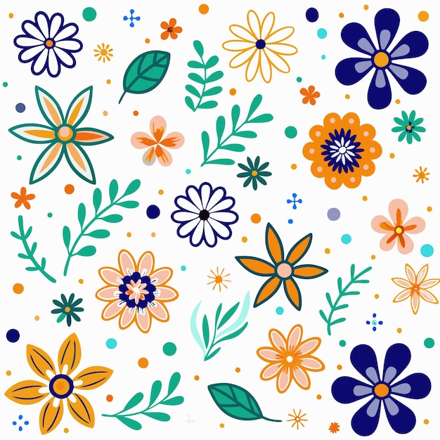 Patrón floral brillante con una mezcla de flores y hojas