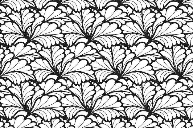 Patrón floral clásico sin costuras Diseño vectorial monocromático elegante