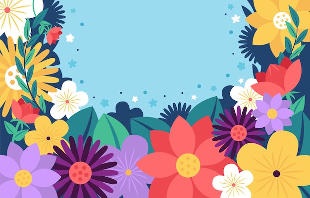 un patrón floral colorido con flores de diferentes colores