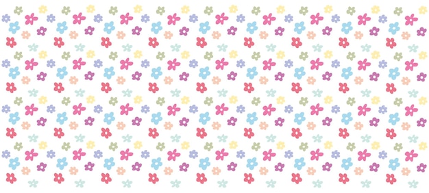 Patrón floral colorido con una variedad de flores sobre un fondo blanco ideal para el tema de primavera
