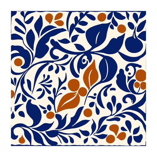 Patrón floral coralino vintage azul