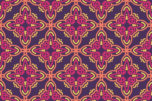 patrón floral sin costura con color púrpura y amarillo