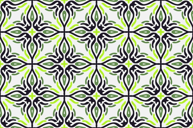 patrón floral sin costura con color verde negro y blanco