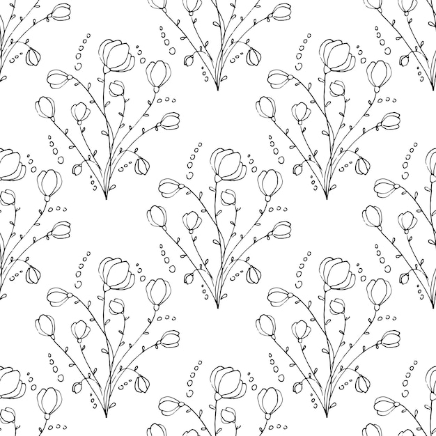Patrón floral sin costuras dibujado a mano