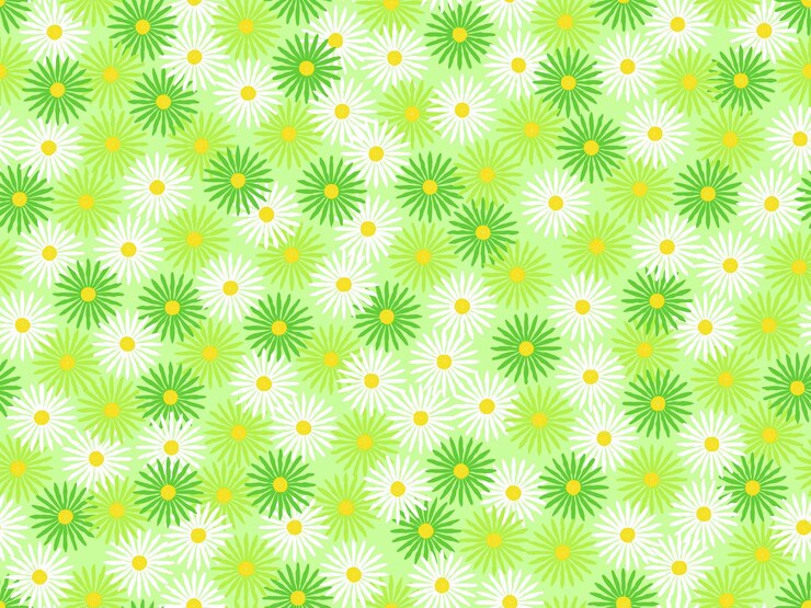 Patrón floral sin costuras con diseño de garabateo de paleta de colores blanco y verde en fondo verde claro