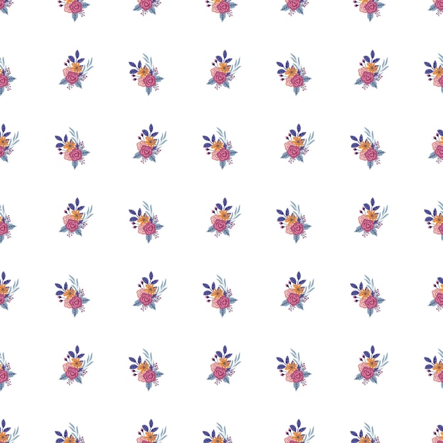 Patrón floral sin costuras con elegantes ramos de pastel sobre un fondo blanco