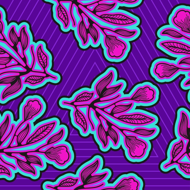Patrón floral sin costuras en estilo retro de los años 90 Lindo patrón botánico contemporáneo Gráficos de moda y maravillosos para papel tapiz de moda Fondo de papel de envolver Tela de impresión Textil y prendas de vestir