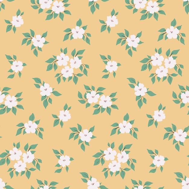 Patrón floral sin costuras con flores blancas simples Vector