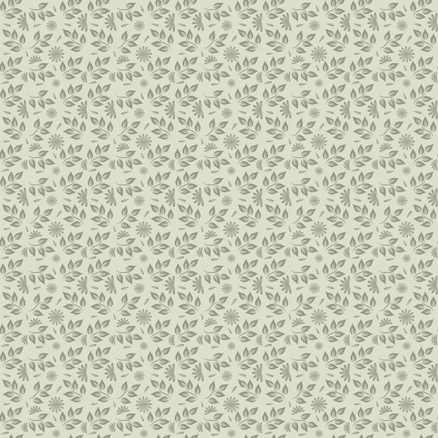 Patrón floral sin costuras flores dibujadas a mano simple patrón de hojas de estilo de color plano