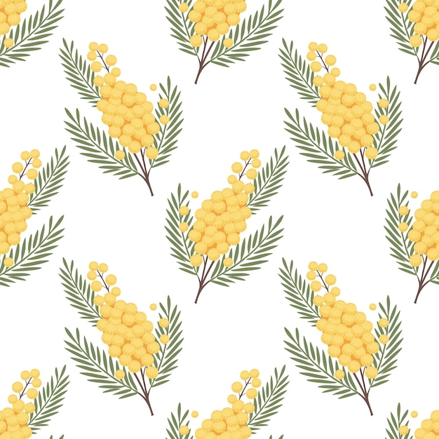 Patrón floral sin costuras con flores de mimosa Diseño de superficies para telas textiles