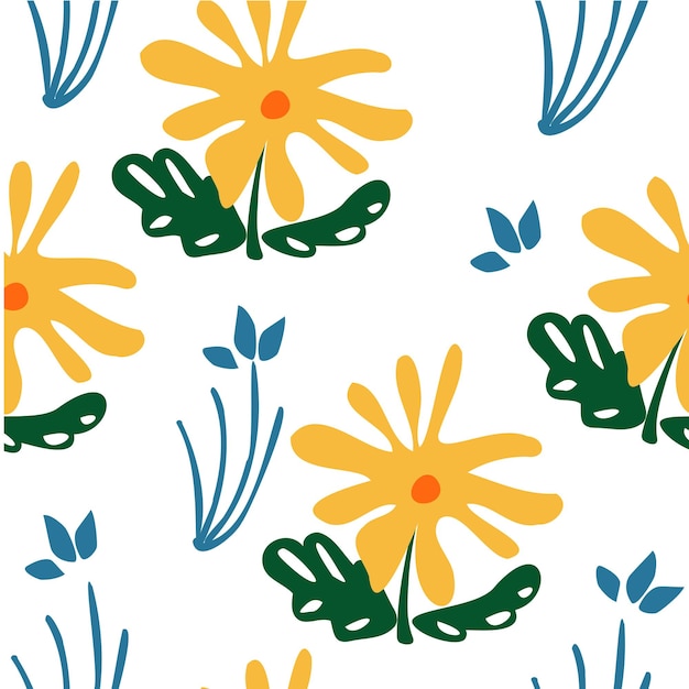 Patrón floral sin costuras Flores modernas sobre fondo blanco Patrón minimalista simple
