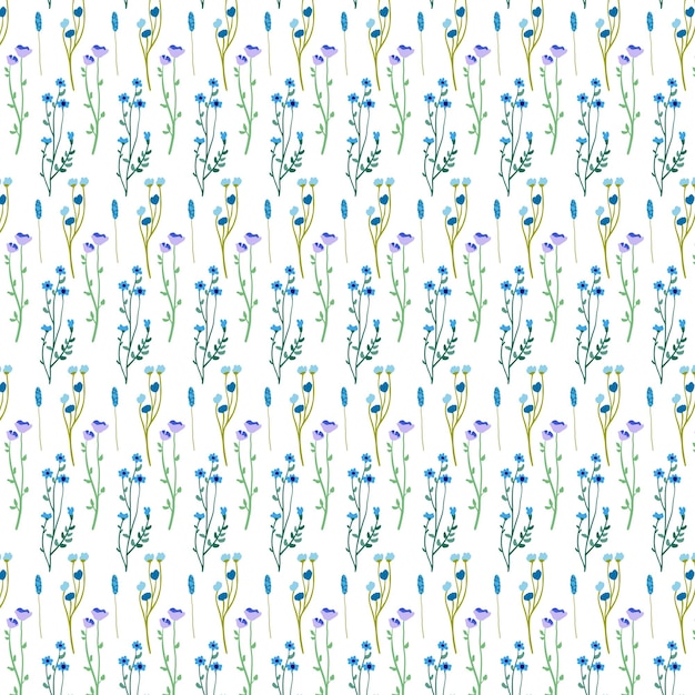 Patrón floral sin costuras fondo botánico sin fin flores frescas de primavera y flores silvestres que se repiten