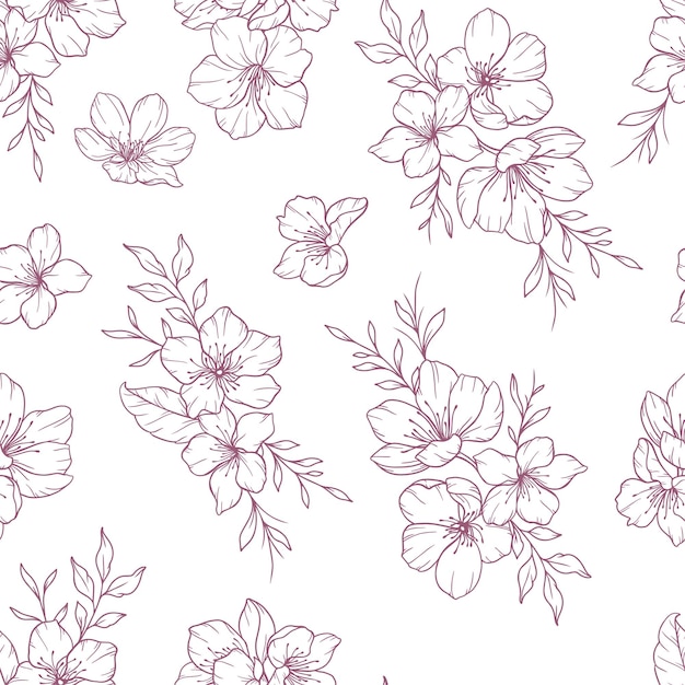 Patrón floral sin costuras con fondo de flor de cerezo de Sakura Fondo ecológico de flor de Cerezo