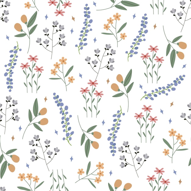 patrón floral sin costuras fondo de pequeñas flores pequeñas flores esparcidas sobre un fondo