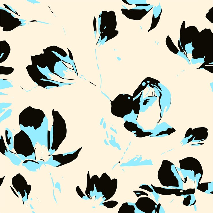 Patrón floral sin costuras con grandes flores e ilustración vectorial
