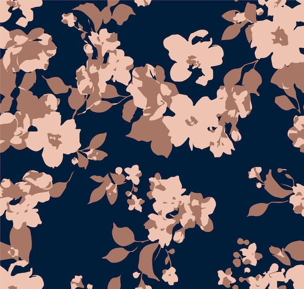 Patrón floral sin costuras con grandes flores e ilustración vectorial
