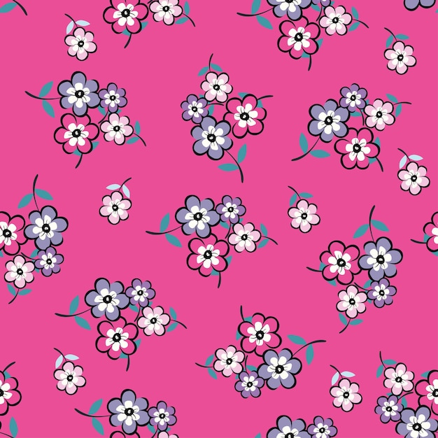 Patrón floral sin costuras impresión delicada con ramas dibujadas a mano diseño botánico vintage fo