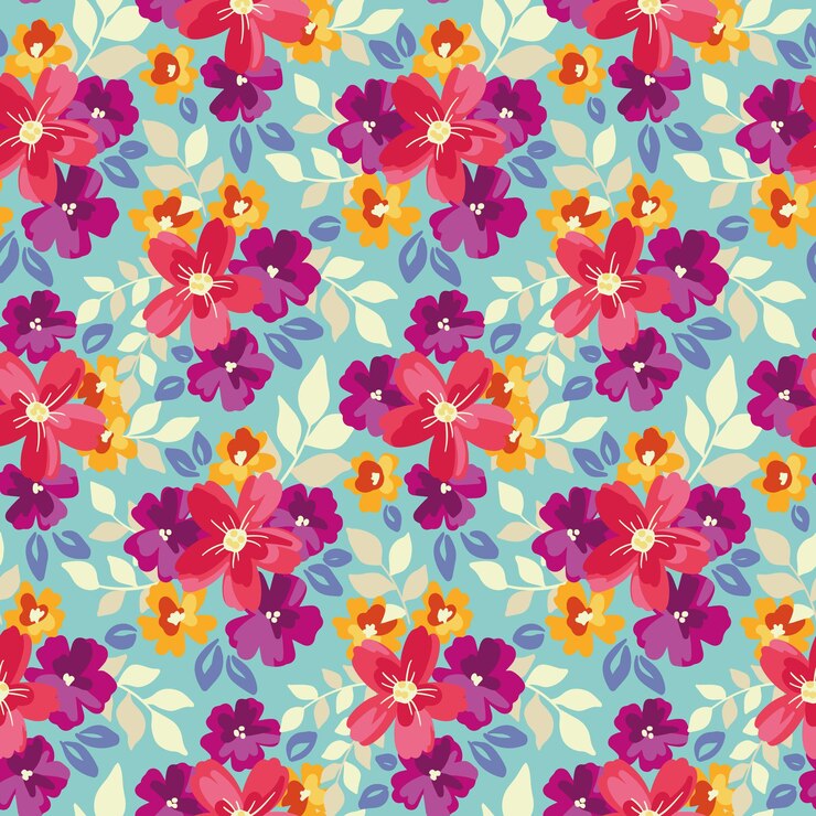 Patrón floral sin costuras impresión ditsy linda con arreglo botánico brillante diseño romántico con pequeños ramos coloridas flores dibujadas a mano hojas sobre un fondo azul ilustración vectorial