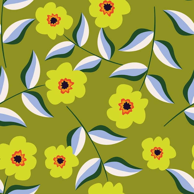 Patrón floral sin costuras libertad ditsy impreso con bonita gran botánica en el estilo folk retro hermoso b