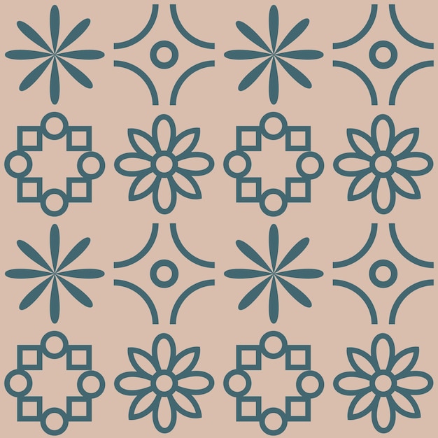 Patrón floral sin costuras patrón geométrico con la imagen de figuras florales en un fondo beige