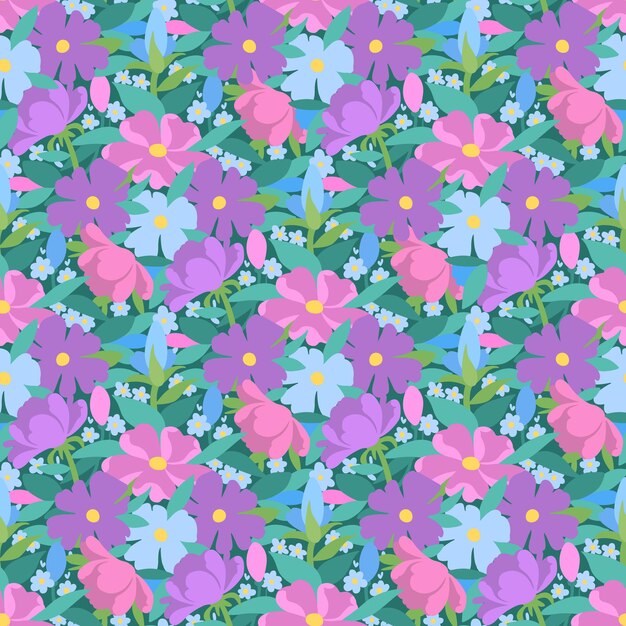 Patrón floral sin costuras con pequeñas flores de lila dibujo moderno plano simple impresión botánica de primavera