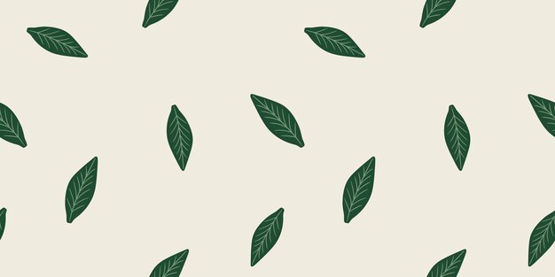 Patrón floral sin costuras Simplemente hojas verdes textura ornamental sobre fondo beige naturaleza floreciente jardín de verano fondo texturizado diseño de papel de envoltura textil