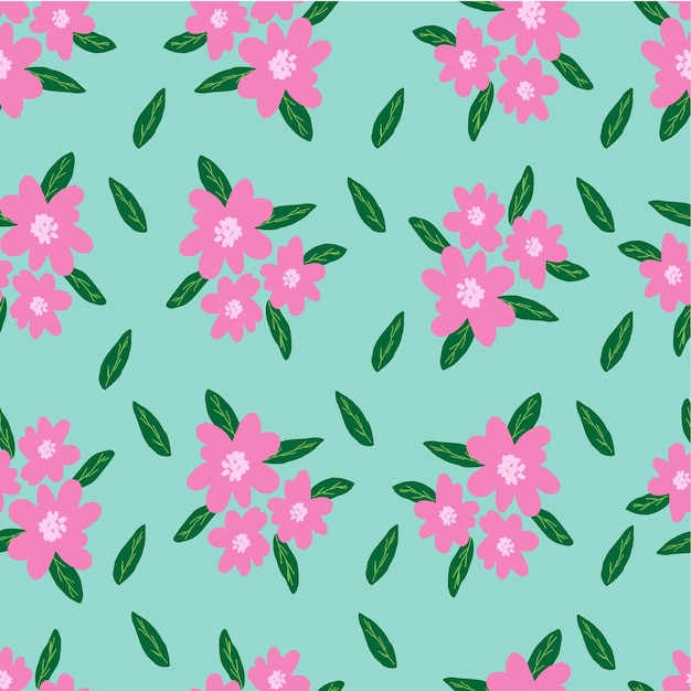 Vector patrón floral sin costuras sobre fondo verde