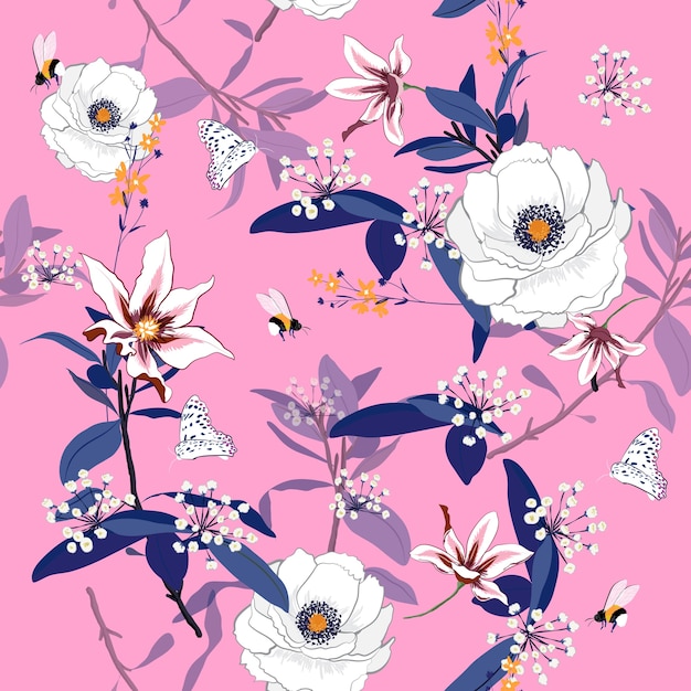 Patrón floral sin costuras