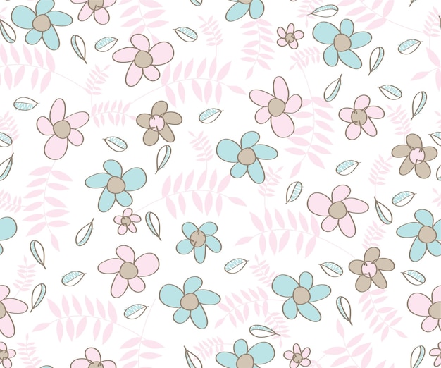 un patrón floral con diferentes colores y hojas