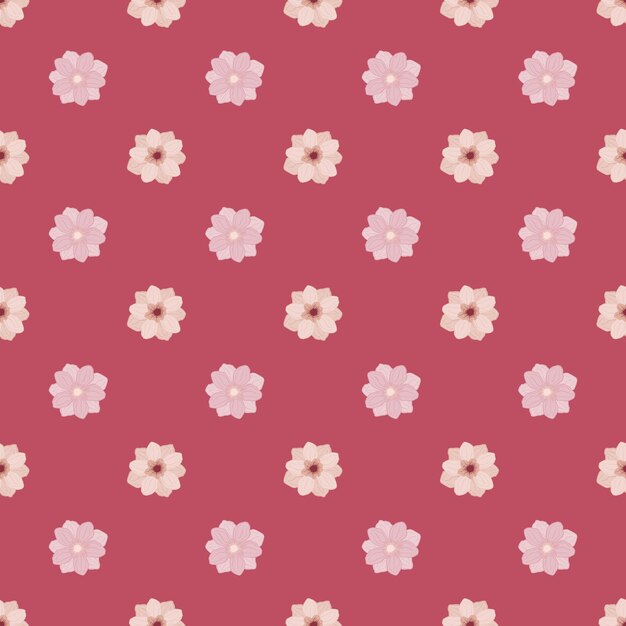 Patrón floral ditsy sin fisuras con siluetas de capullos de flor de anémona de estilo simple. Fondo rosa. Ilustración de stock. Diseño vectorial para textiles, telas, papel de regalo, fondos de pantalla.