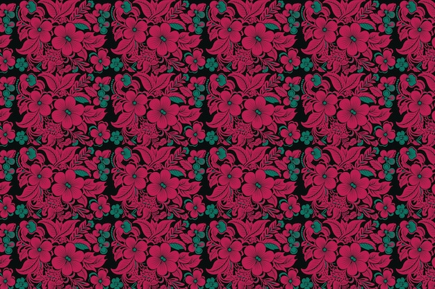 Un patrón floral estilizado sobre un fondo de color azul oscuro