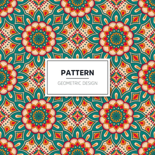 Patrón floral étnico sin fisuras con mandalas