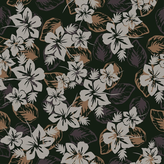 un patrón floral con una flor marrón y beige