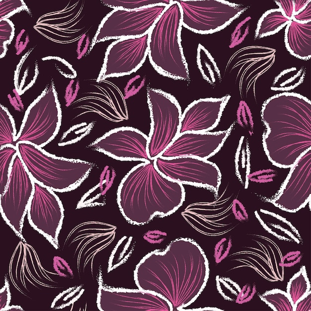 patrón floral floral abstracto sin costuras diseño de impresión de fondo vectorial de hojas vintage repea