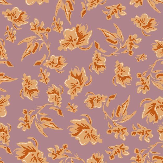 un patrón floral con flores amarillas en un fondo púrpura