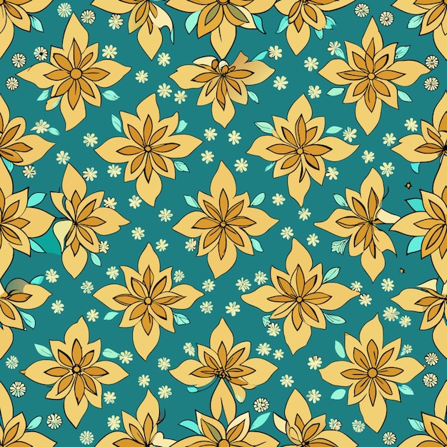 un patrón floral con flores amarillas y la palabra música en un fondo azul