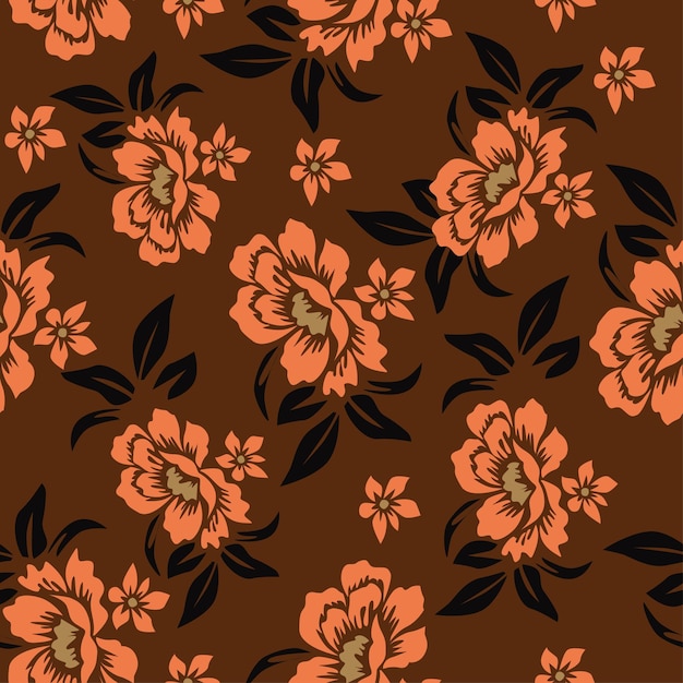 un patrón floral con flores de color naranja